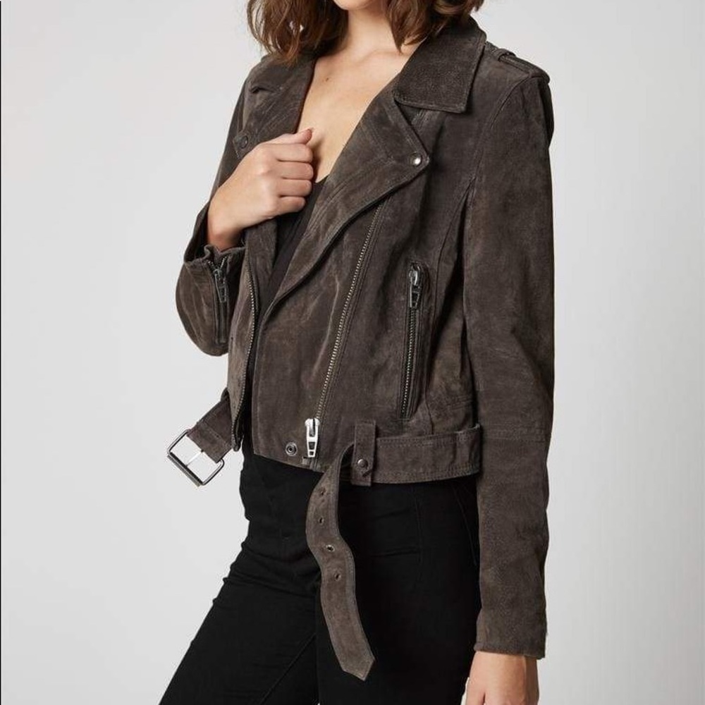 BlankNYC Charcoal Grey Suede Moto Jacket